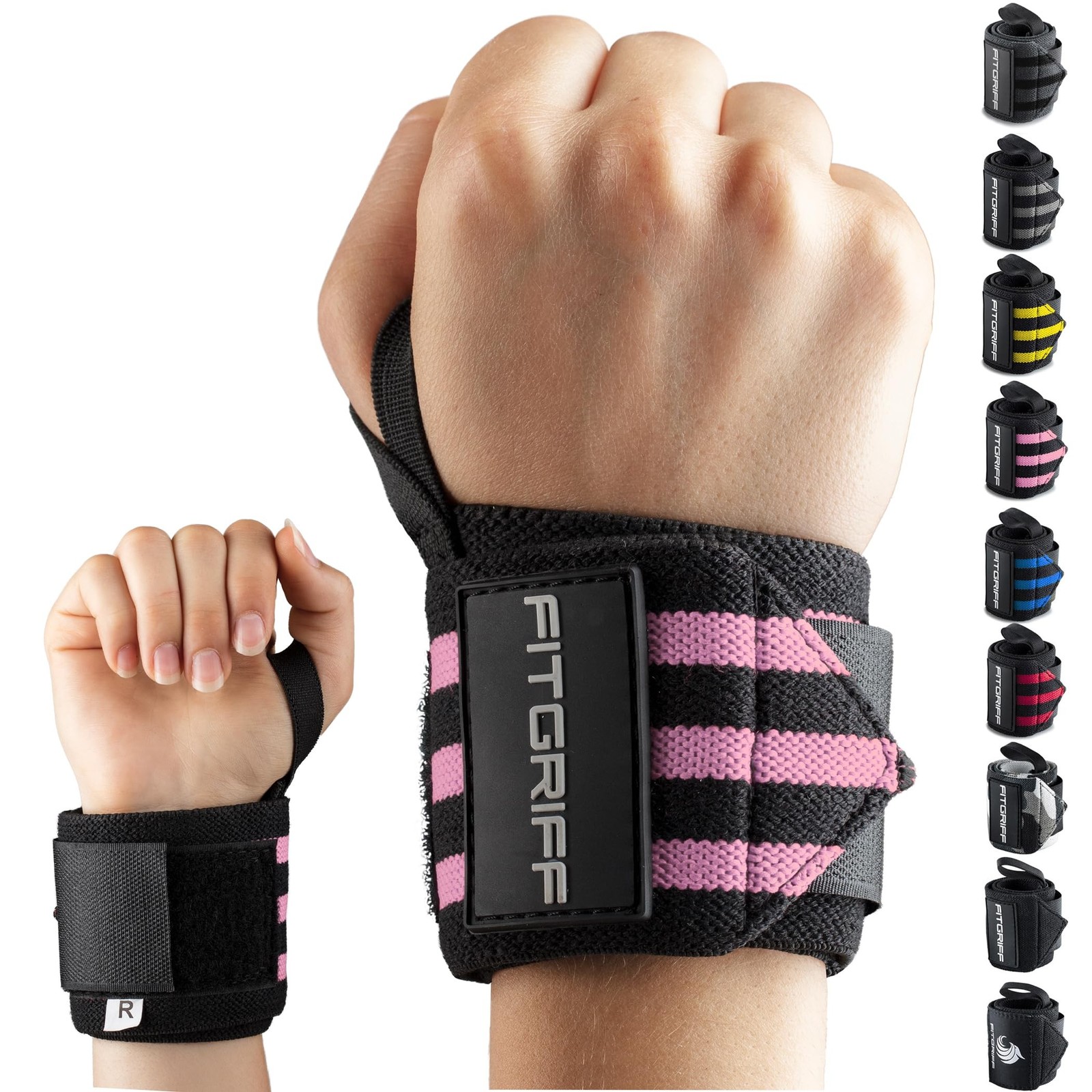 Fitgriff® Wrist Wraps for Weightlifting (18") Heavy-Duty Support for Gym, B
