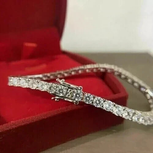 Women's 7Ct Round Cut Lab-Created Diamond Tennis Bracelet 14K White Gold Plated