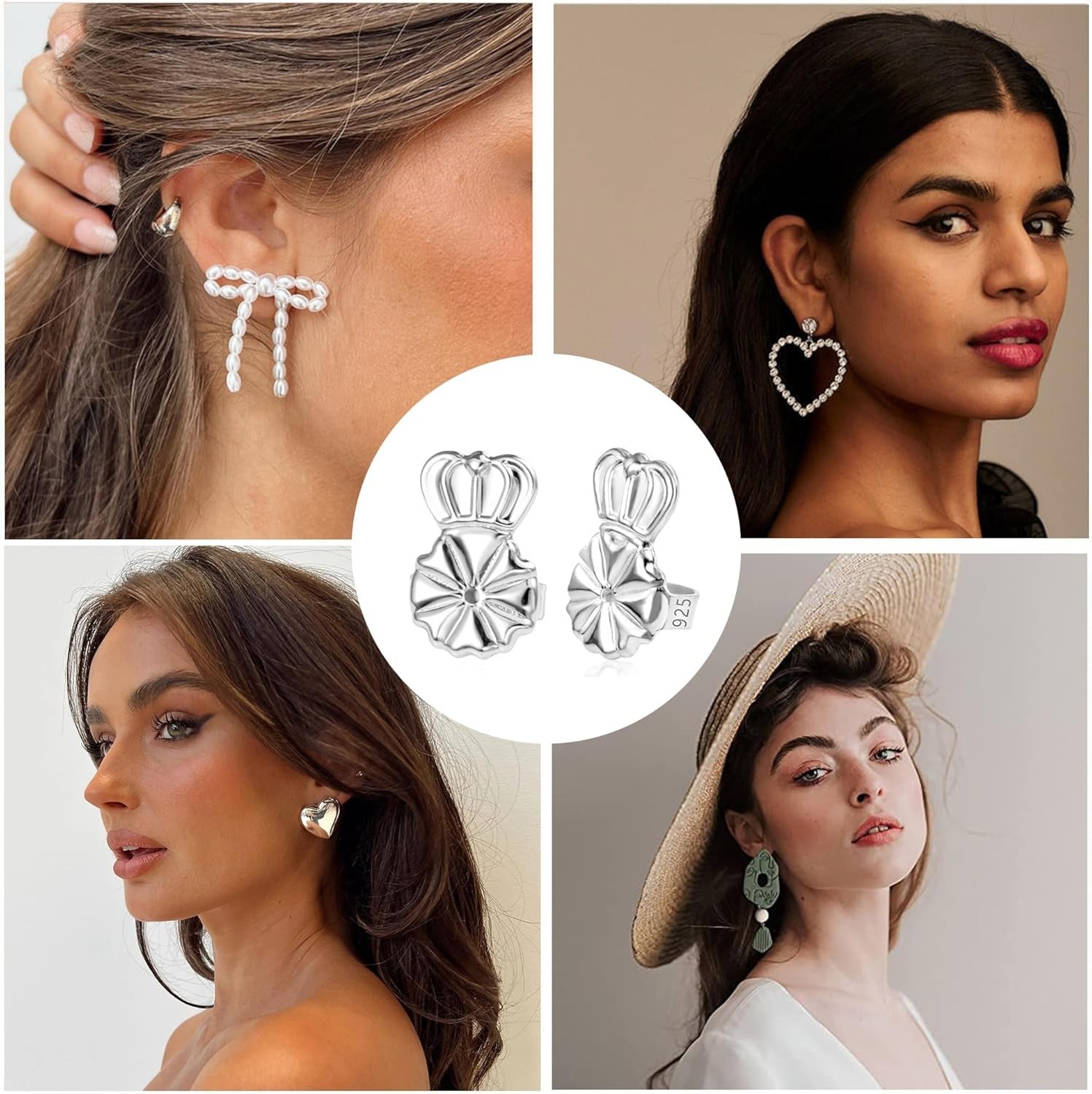 Earring Lifters Backs 925 Sterling Silver Earring Backs for Droopy Ears Adjustab