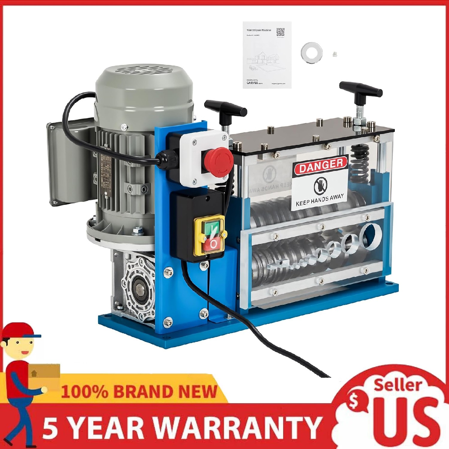 370W Electric Wire Stripping Machine ,Portable Scrap Cable Stripper 0.06"-1.5"