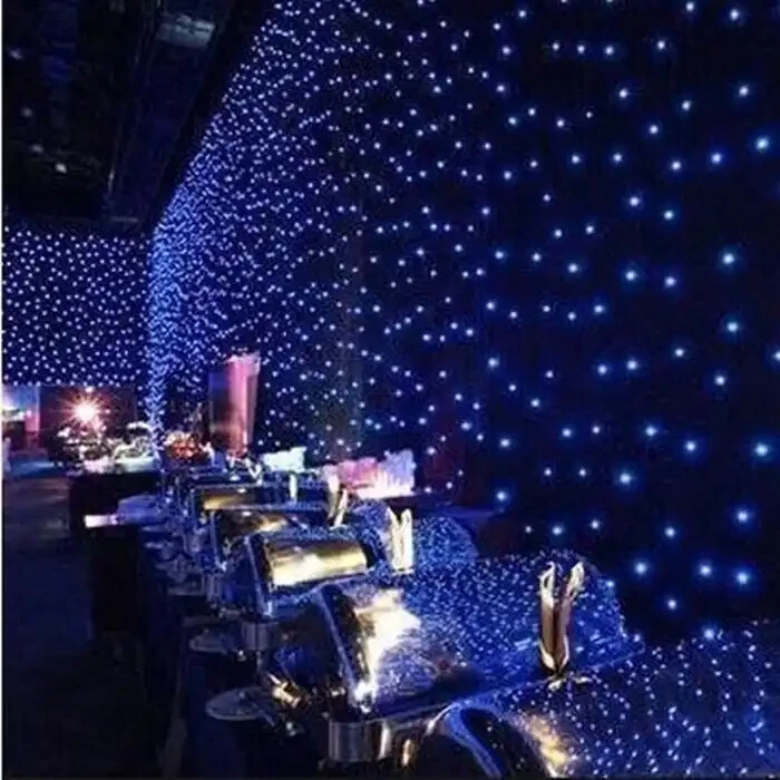 LED Stage Backdrop 4x6m Wedding Party Xmas star Curtain white blue LED dmx drape