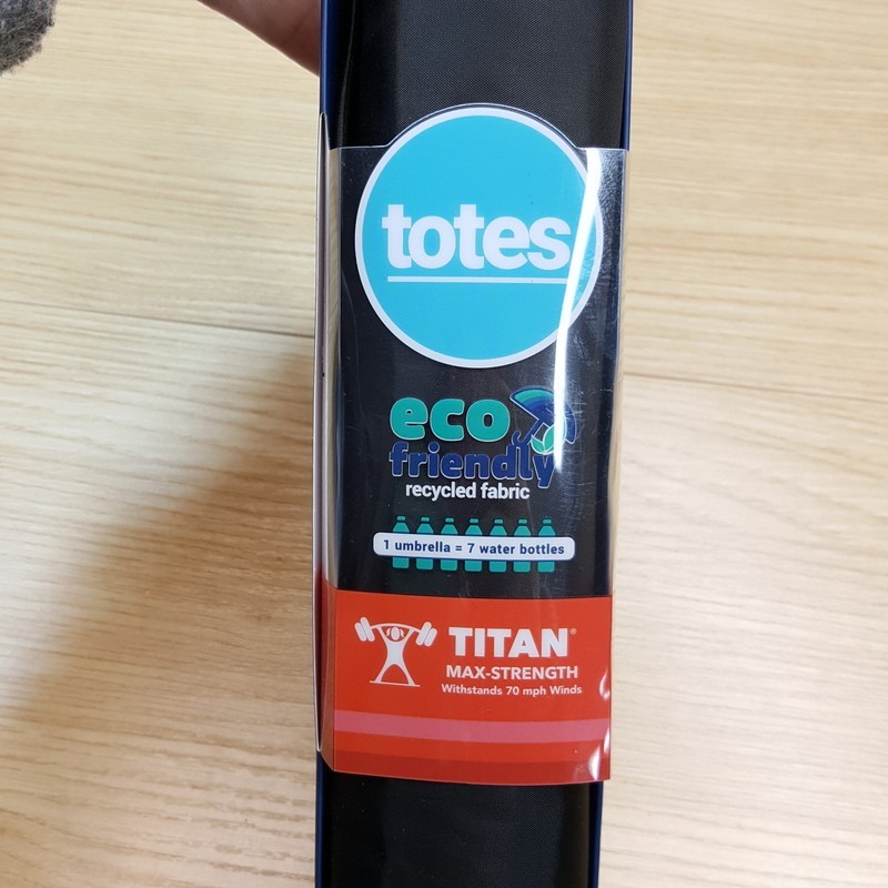 TOTES Solid Black TITAN Umbrella Eco Friendly Max Strength 47"