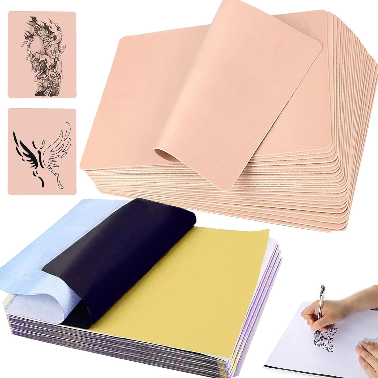 40PCS Tattoo Skin Paper Kit, 1.3mm Fake Skins and 40pcs, 451F-101C-30PCS