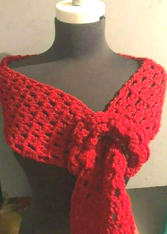 Fashionable Style Red Hand Made Scarf