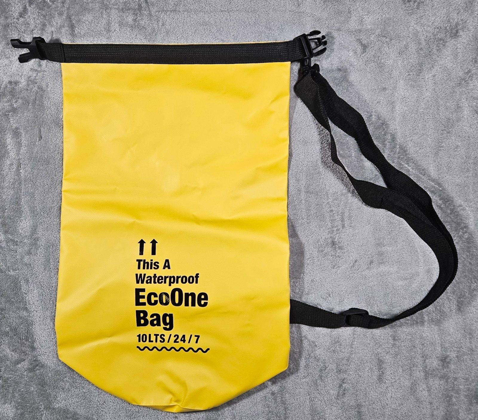 NWOT EcoOne Waterproof Dry Bag 10L Yellow Roll Top Camping Kayak Hiking Bag