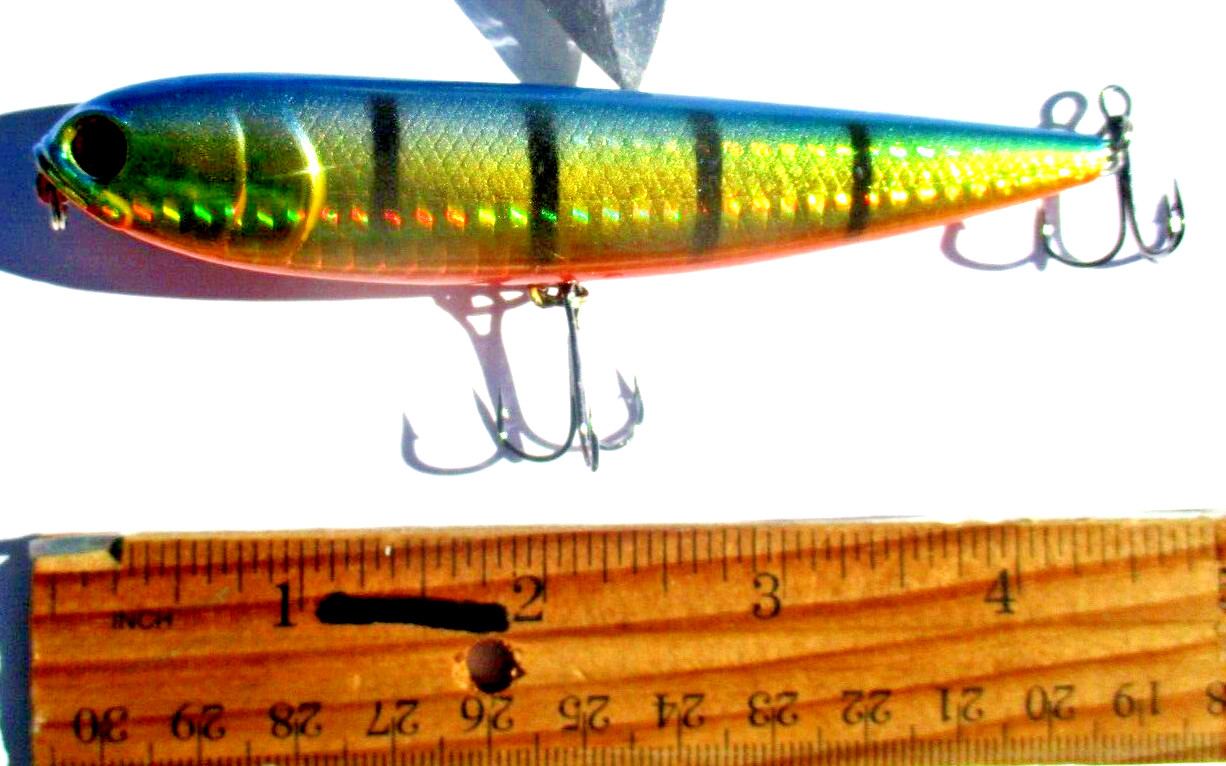 1ct BLUE GOLD ORANGE 4.5" SAMMY Style TOPWATER Bass Fishing Lures Rattles Baits