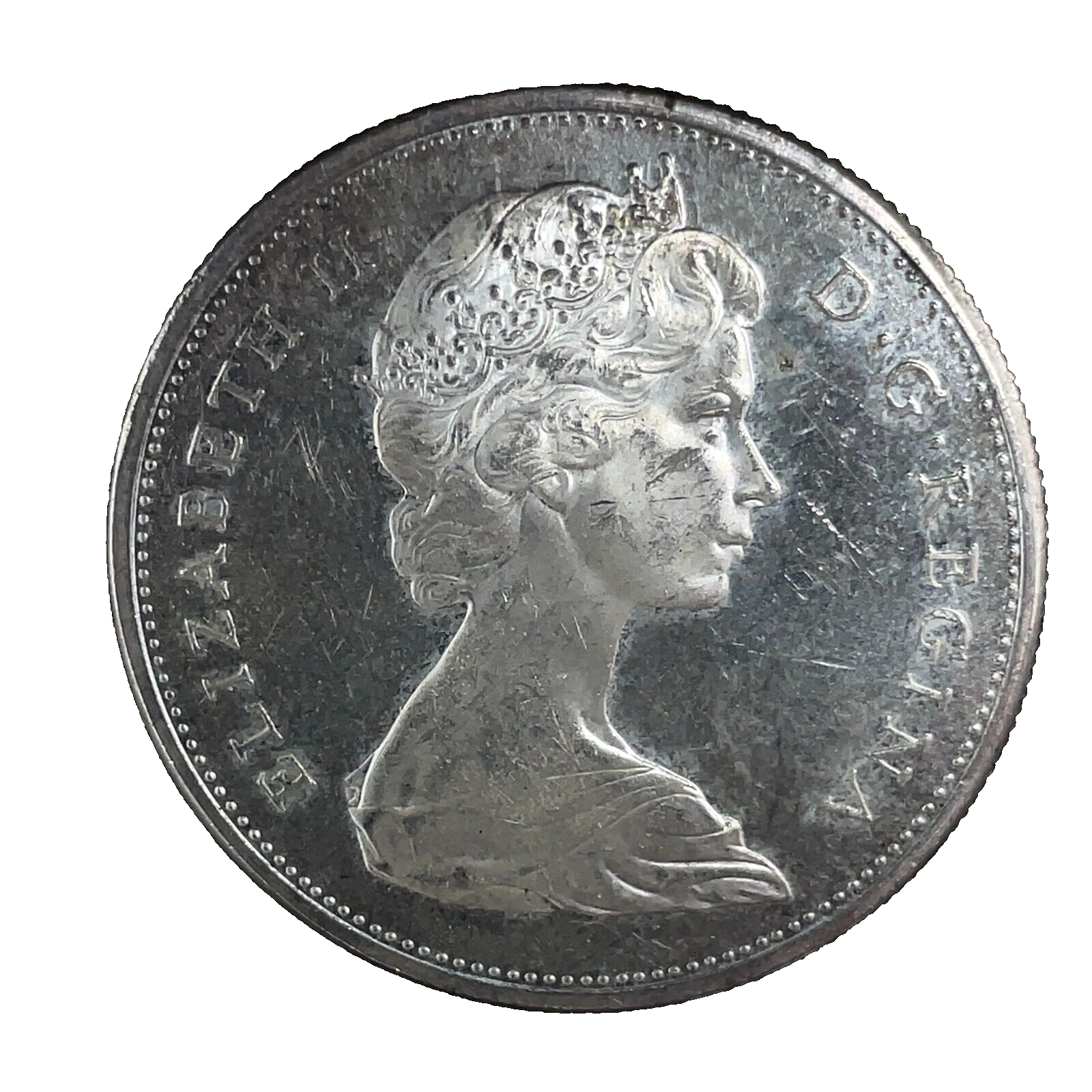 1965 PL Unc. $1 Canada Dollar .800 Silver Type 2 Small Beads Blunt 5.