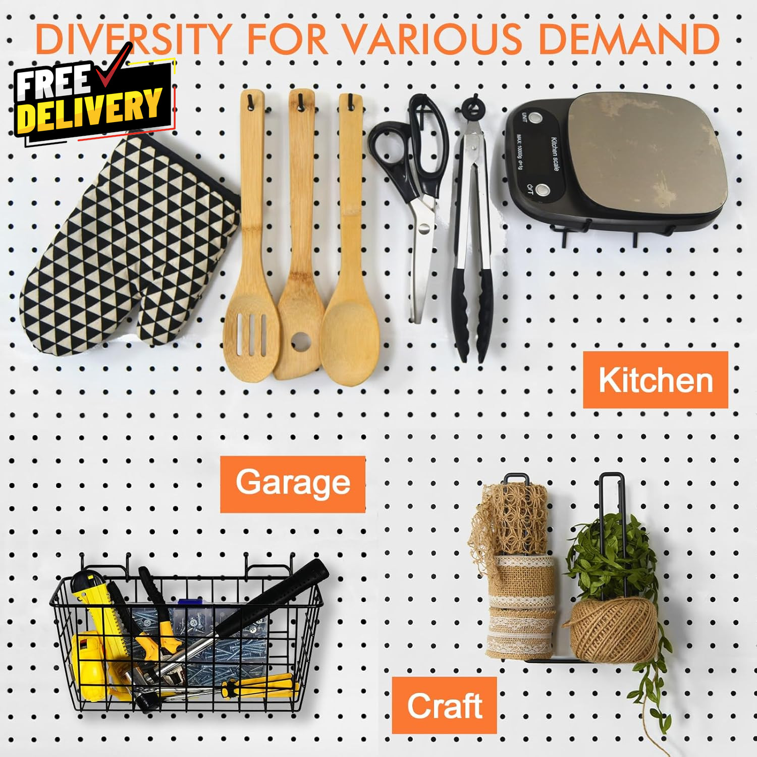 Pegboard Basket Organizers Peg Board Large Baskets Hooks Bins Cups Tool O.....