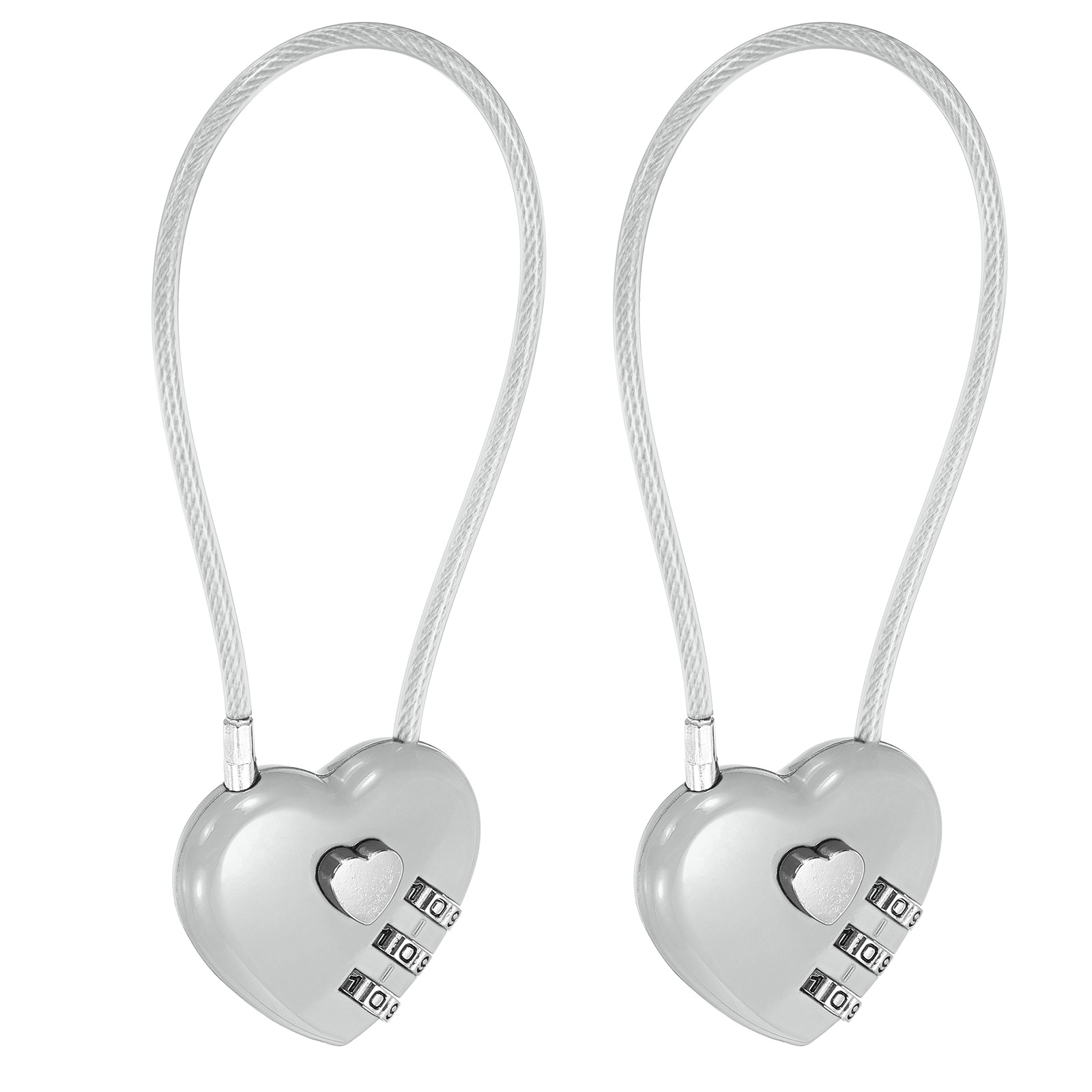 Combination Padlock (7.9 Inch, Grey)(2 Pcs), 3-Digit Heart Shaped Combo Padlock