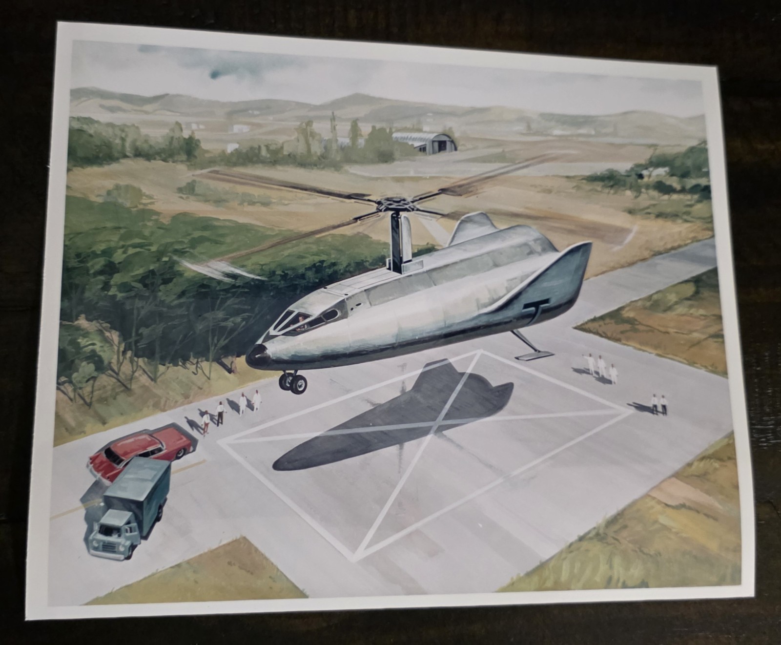 Vintage Artist Concept 8 x 10 Fairey Rotodyne Gyroplane On Kodak Paper