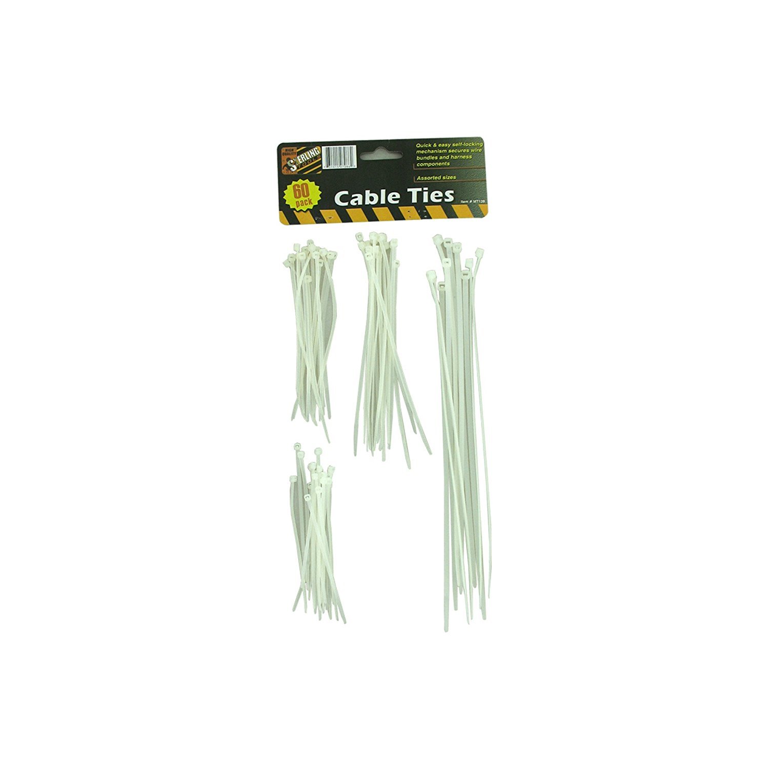 60pc White Plastic Cable Zip Ties Network Cord Wire Strap Wrap 4" 4.75" 6" 9.5"