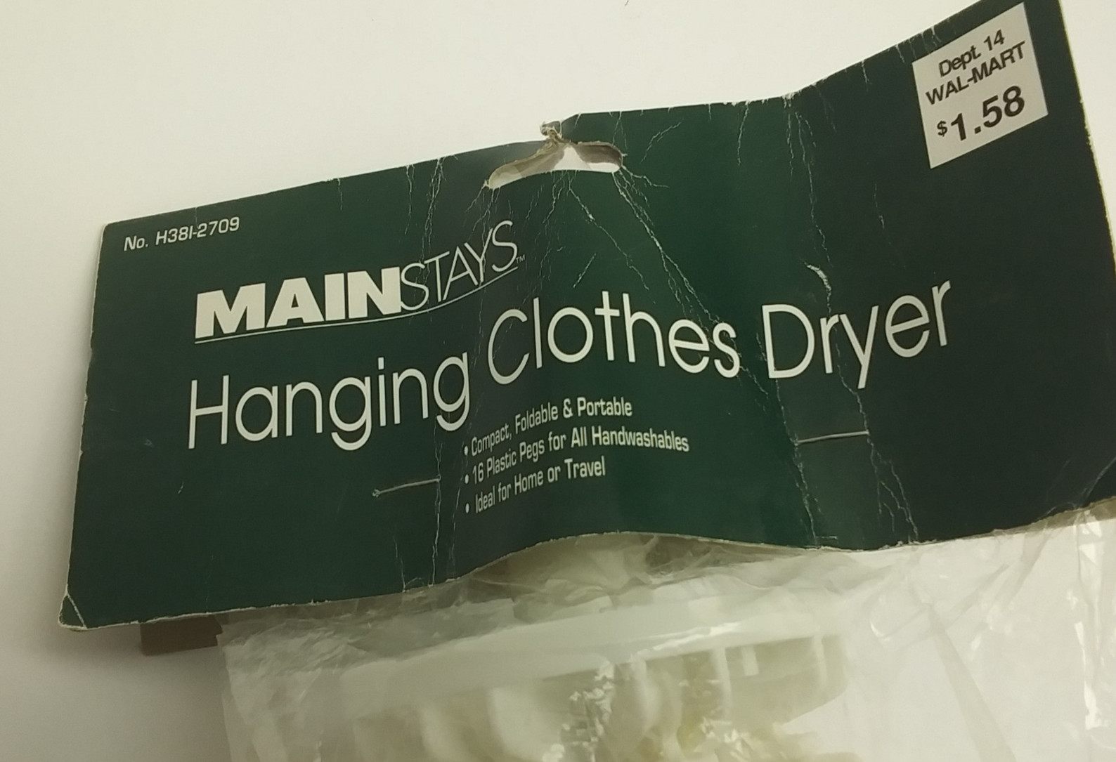 Main Stays Rotating Clothes Drying Rack with 16 Clips Foldable for Laundry White