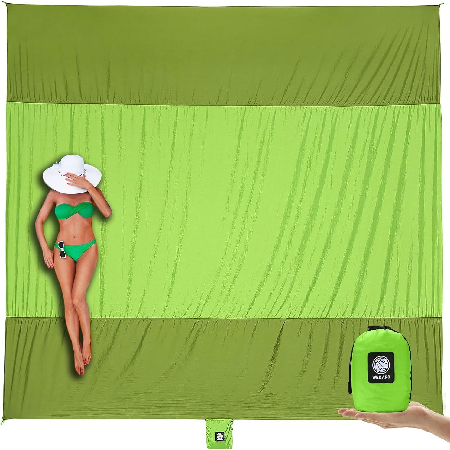 WEKAPO Beach Blanket Sandproof Waterproof Extra Large Beach Mat 7'x7' Quick Dry