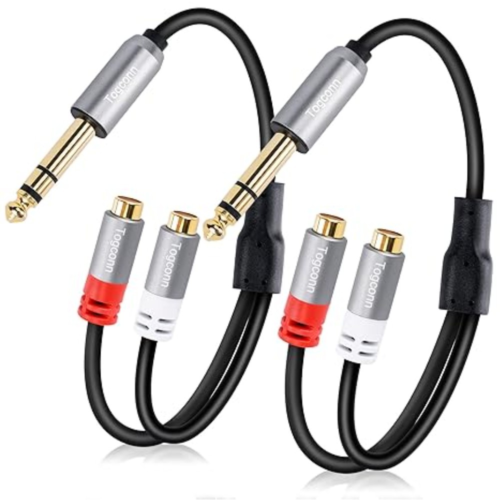 2Pcs 6.35mm to Dual RCA Audio Cable, 6.35mm 1/4 inch TRS Male to 2RCA Y Splitter