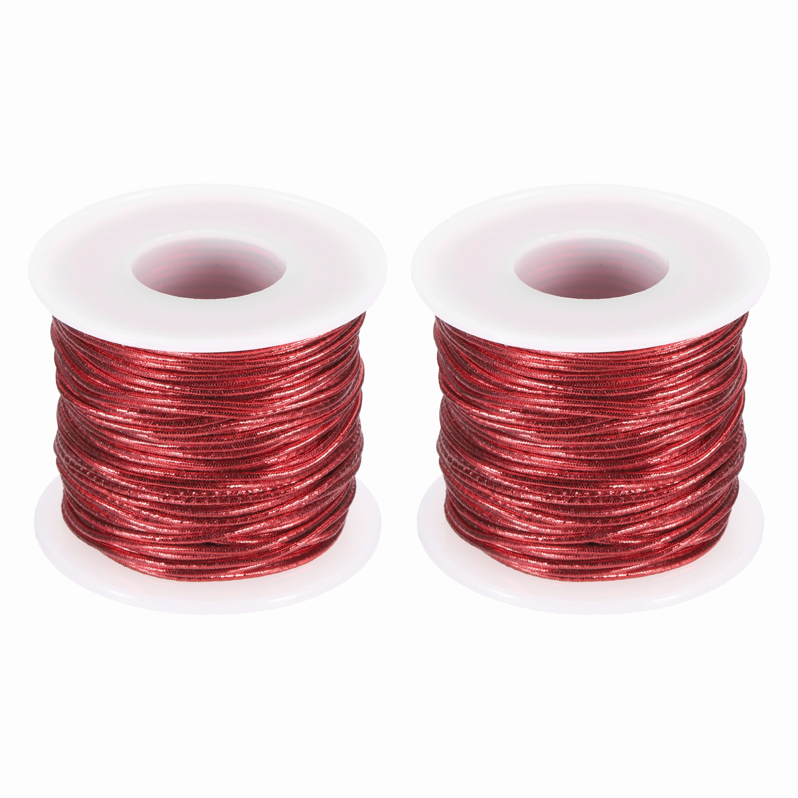 2 Roll 1mm Metallic Elastic Cords,Red, 27 Yards Each