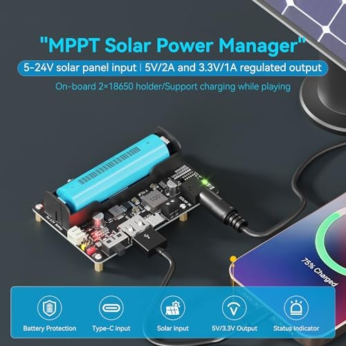 MPPT Solar Charge Controller for 18650 Li-ion Battery, Solar Power Manager