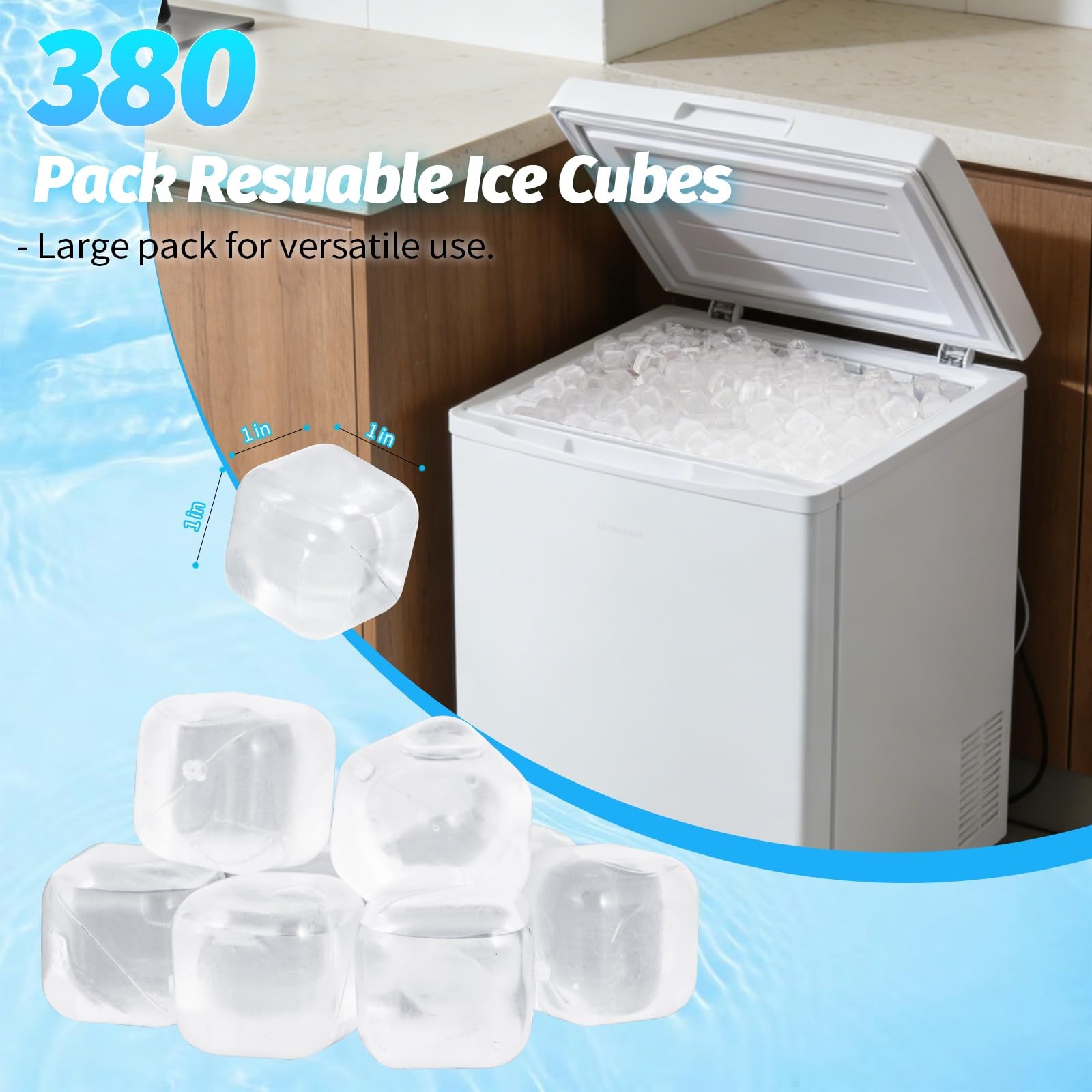 380 Pack Reusable Ice Cube for Drinks - Refreezable Plastic Ice Cubes Without...
