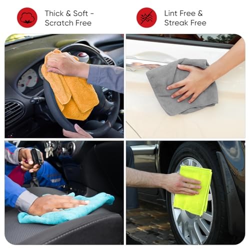 Microfiber Cleaning Cloth Pack, Microfiber Towels 12inx16in 12 Multi-colored