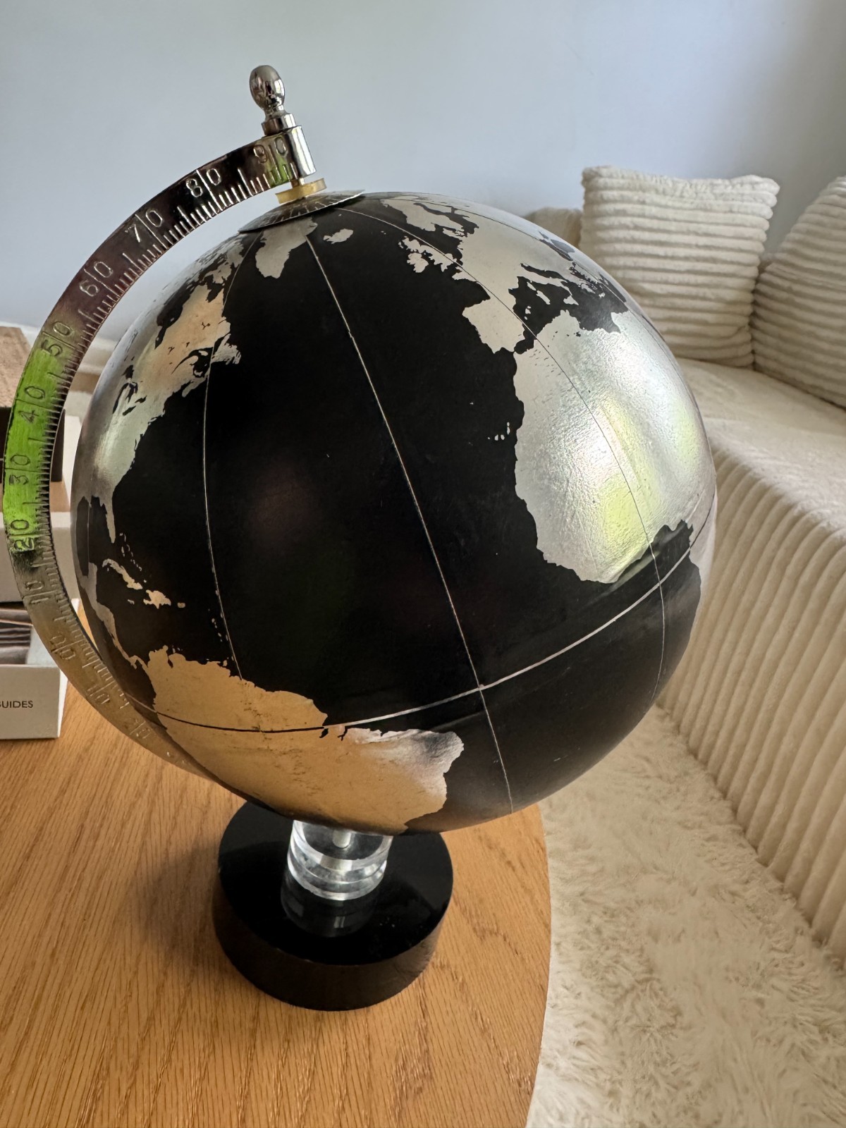 Modern Black Silver World Globe Decorative Desk Table Decor Office Home