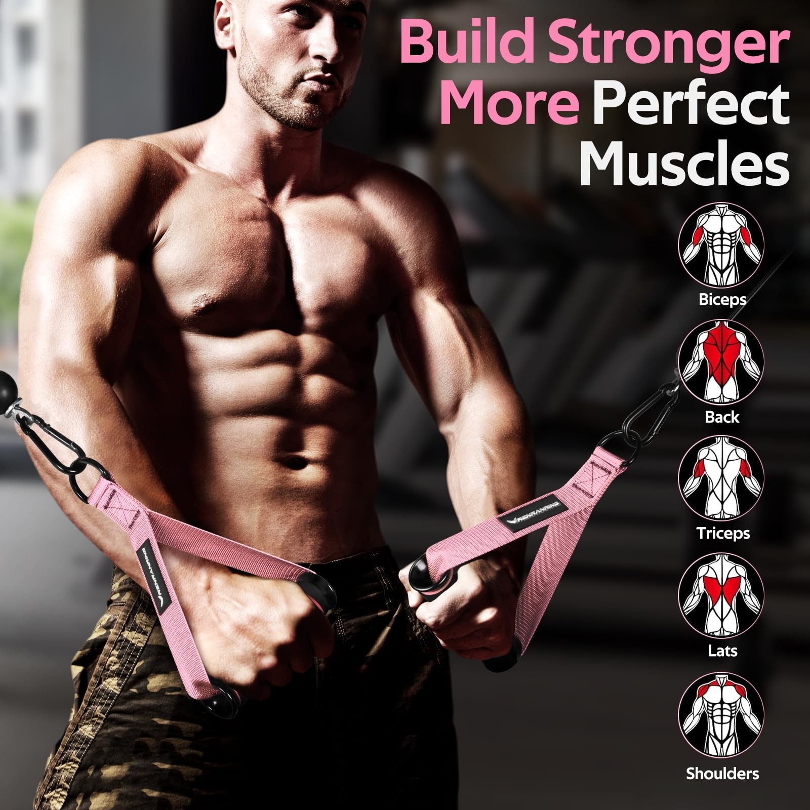 Gym Exercise Handles, Replacement Handle Attachments for Cable Machine Pulley...