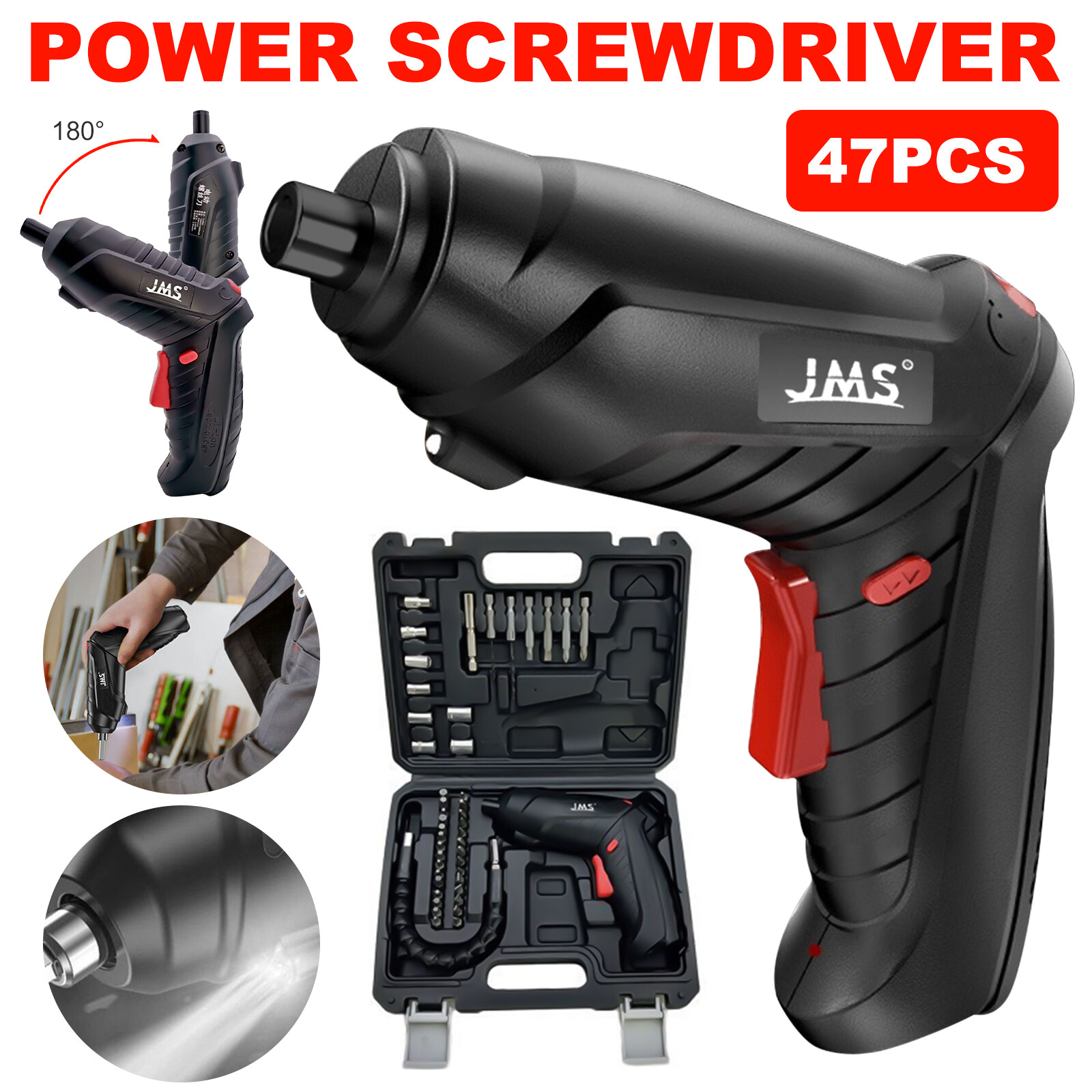 Cordless 47 in 1 Rechargeable Power Tool Wireless Electric Screwdriver Drill Kit
