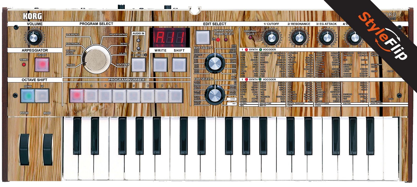 Korg microKorg | Wood 4 | Protective Decal | StyleFlip Skins
