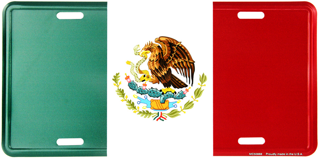 Mexico Mexican Flag (NO WHITE BORDER) 6"x12" Aluminum Auto License Plate Tag