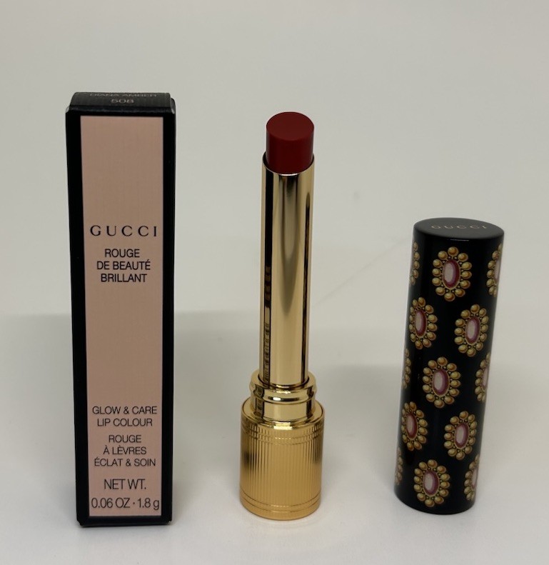 GUCCI Rouge De Beaute Brillant Shine Glow & Care DIANA AMBER 508 Lipstick NIB