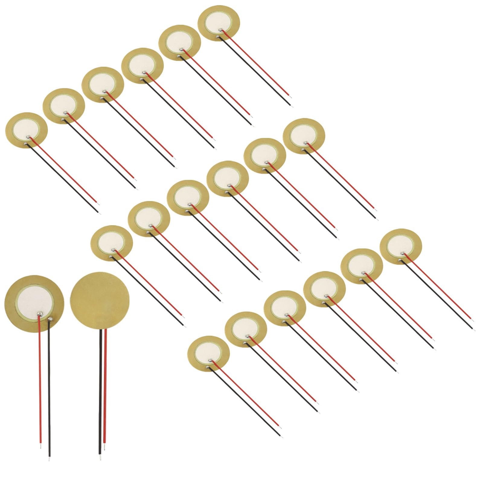 Piutouyar 20 Pack 27mm Piezo Discs with Leads, Acoustic Transducer 27 mm