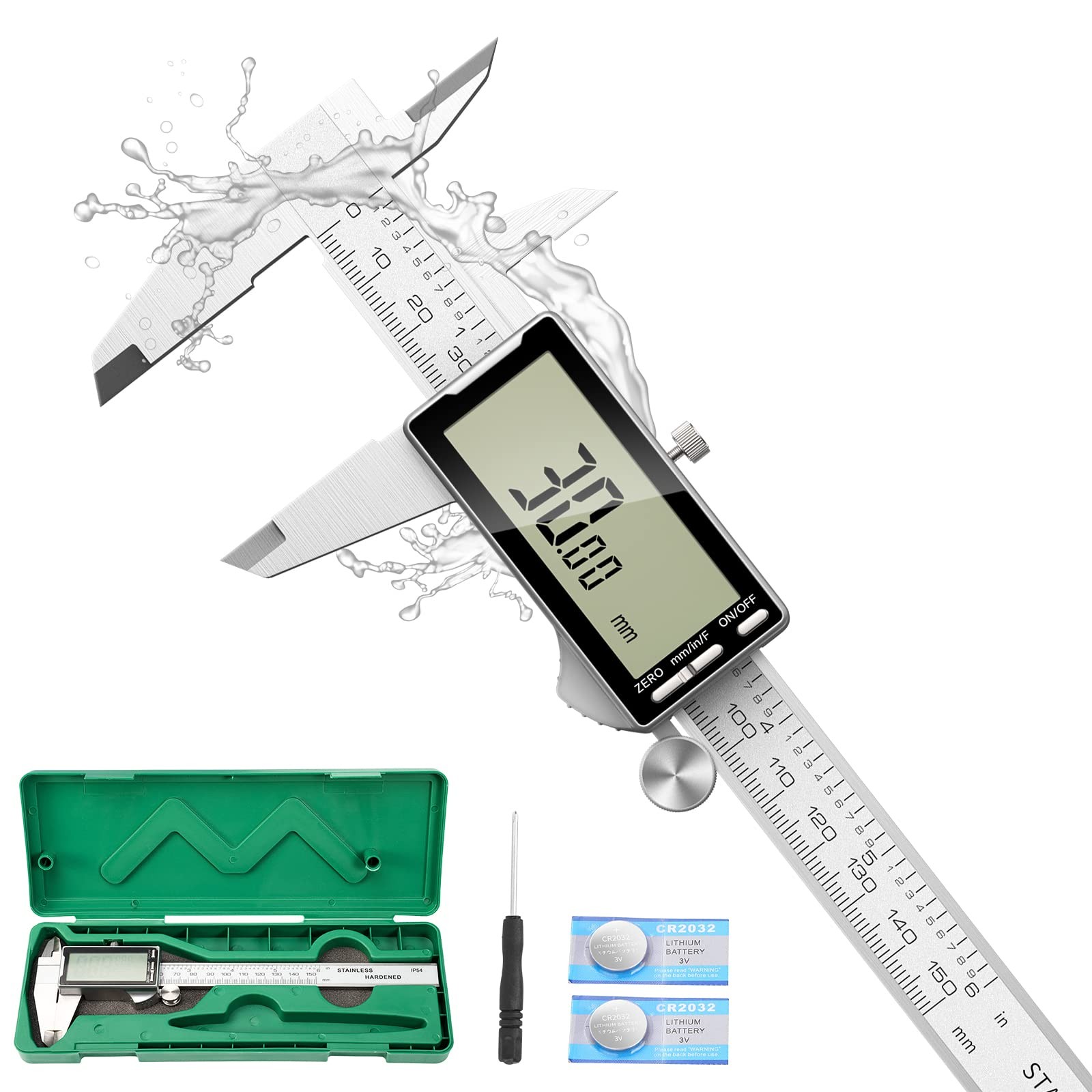 Digital Caliper 6 Inch with Large LCD Screen, Inch/MM/Fraction Conversion, 15...