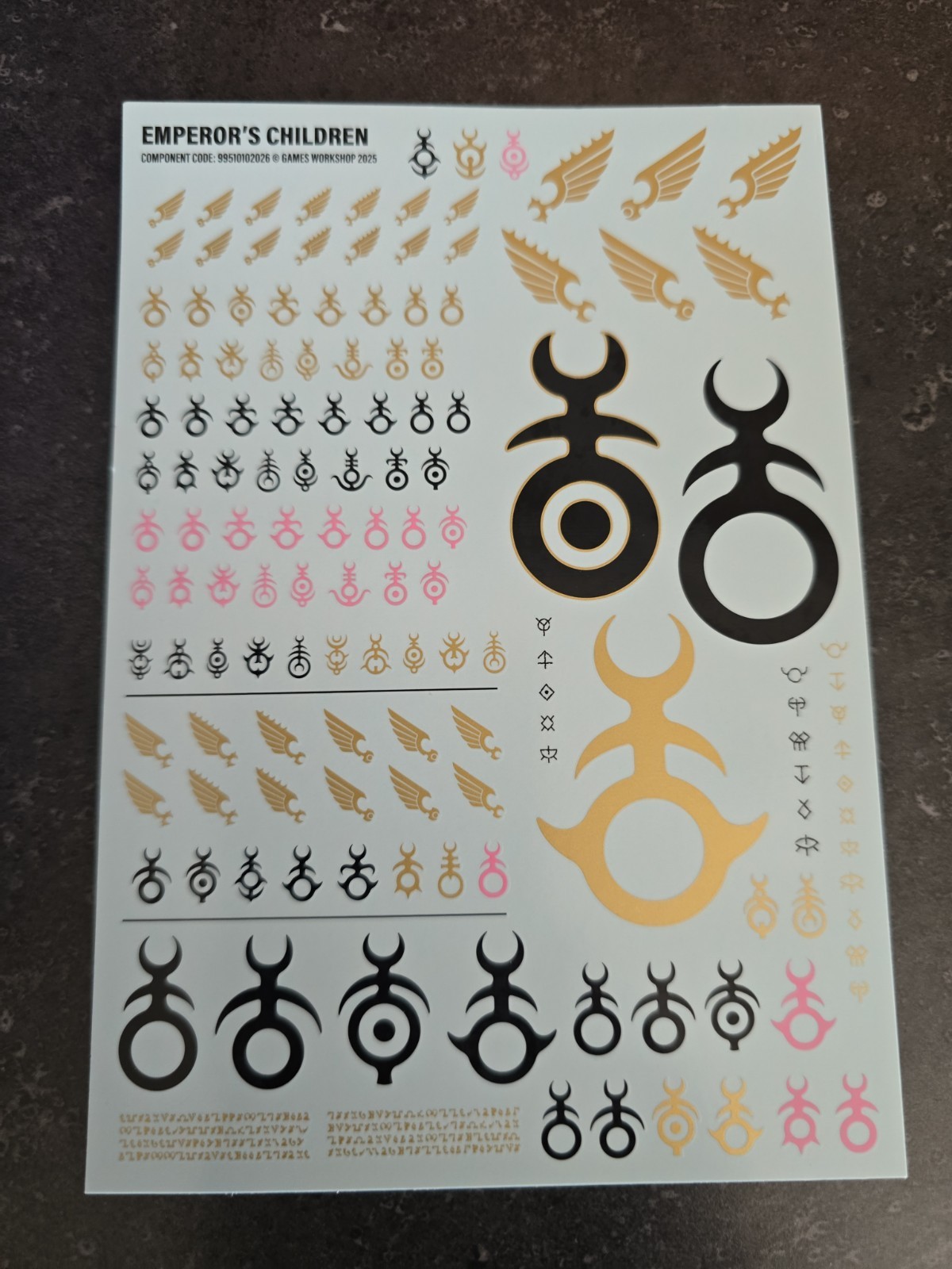 Emperor's Children 2025 Chaos Space Marines Transfers Sheet Decals Warhammer 40k