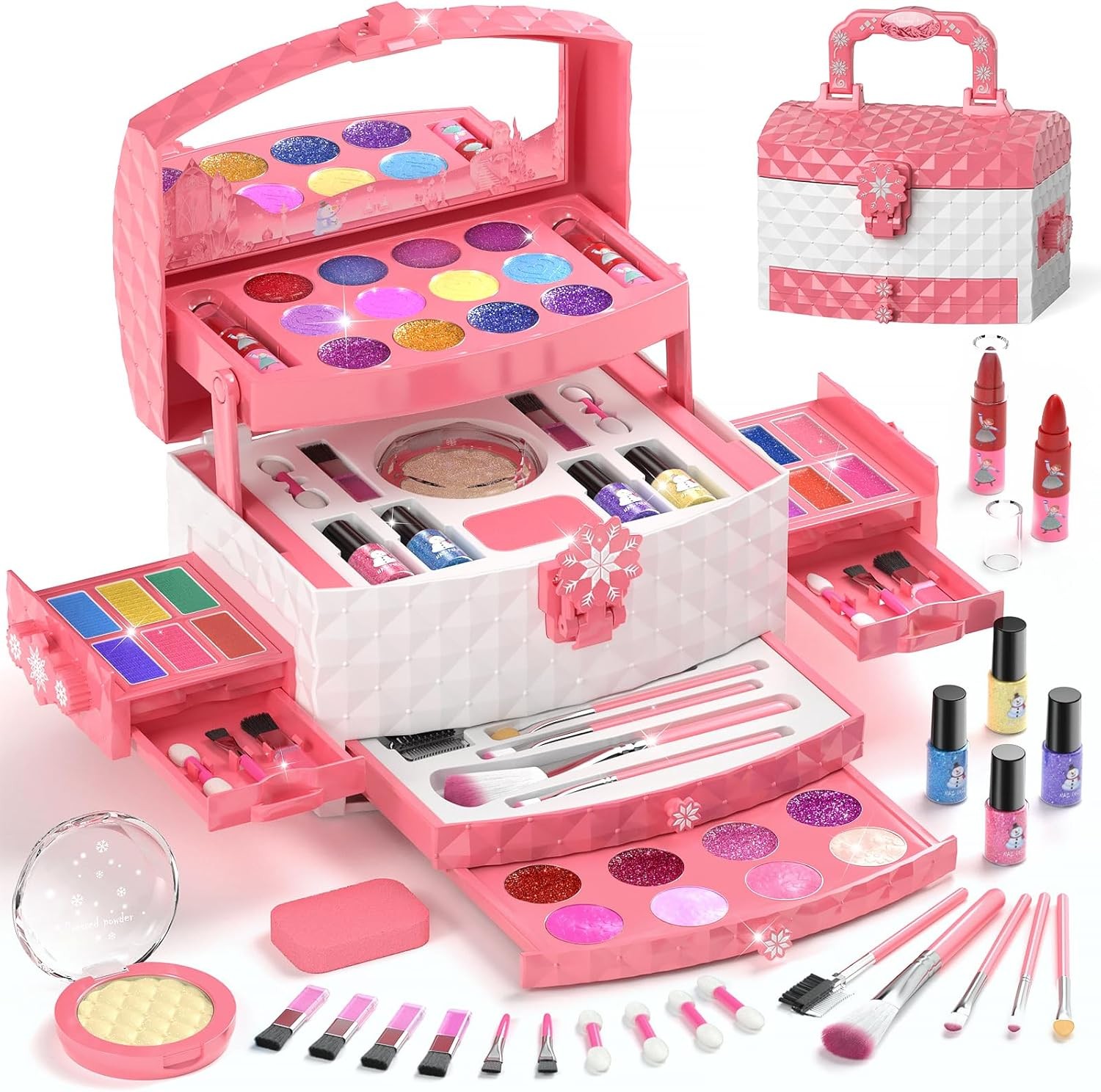 PERRYHOME Kids Makeup Set for Girl 56 Pcs Washable Real Cosmetic, Non-Toxic...