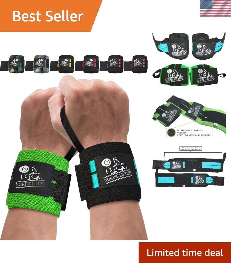 2 Pairs of Breathable Weightlifting Wrist Wraps - Unisex Support for Heavy Lifts