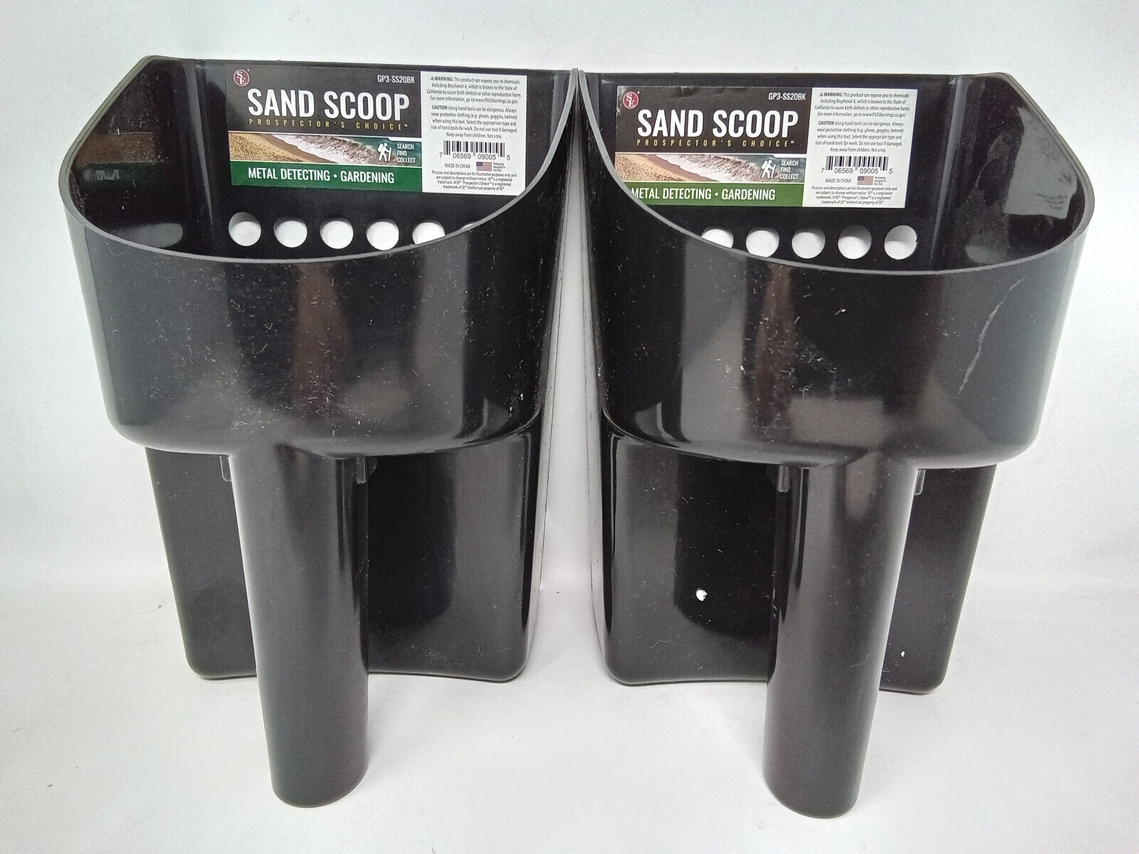 Sand Scoop for Prospecting/Metal Detecting/Beach Combing, Set of 2 Black Plastic