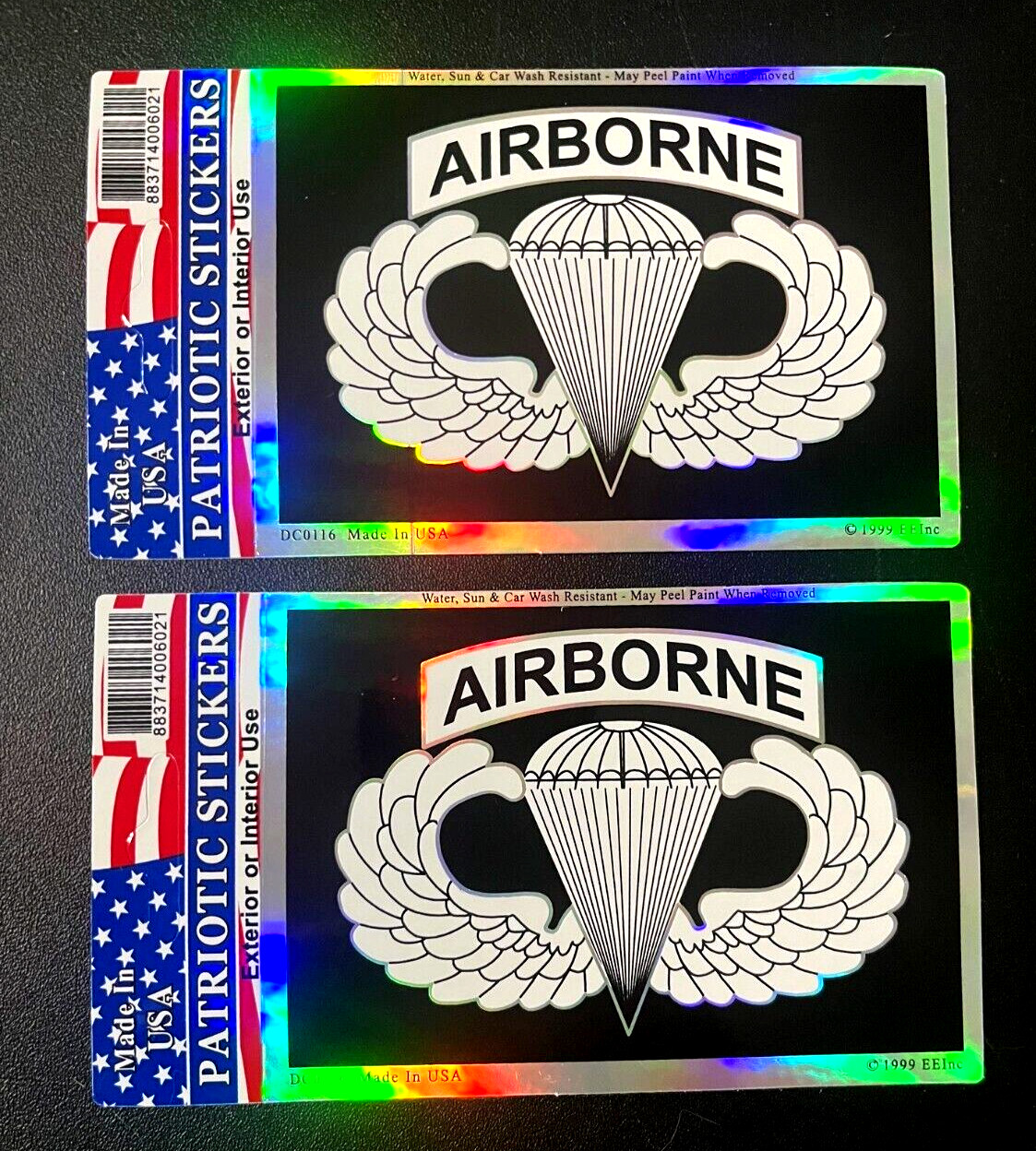 TWO (2) US ARMY AIRBORNE DECAL/STICKERS (DC-2) 4" WIDE