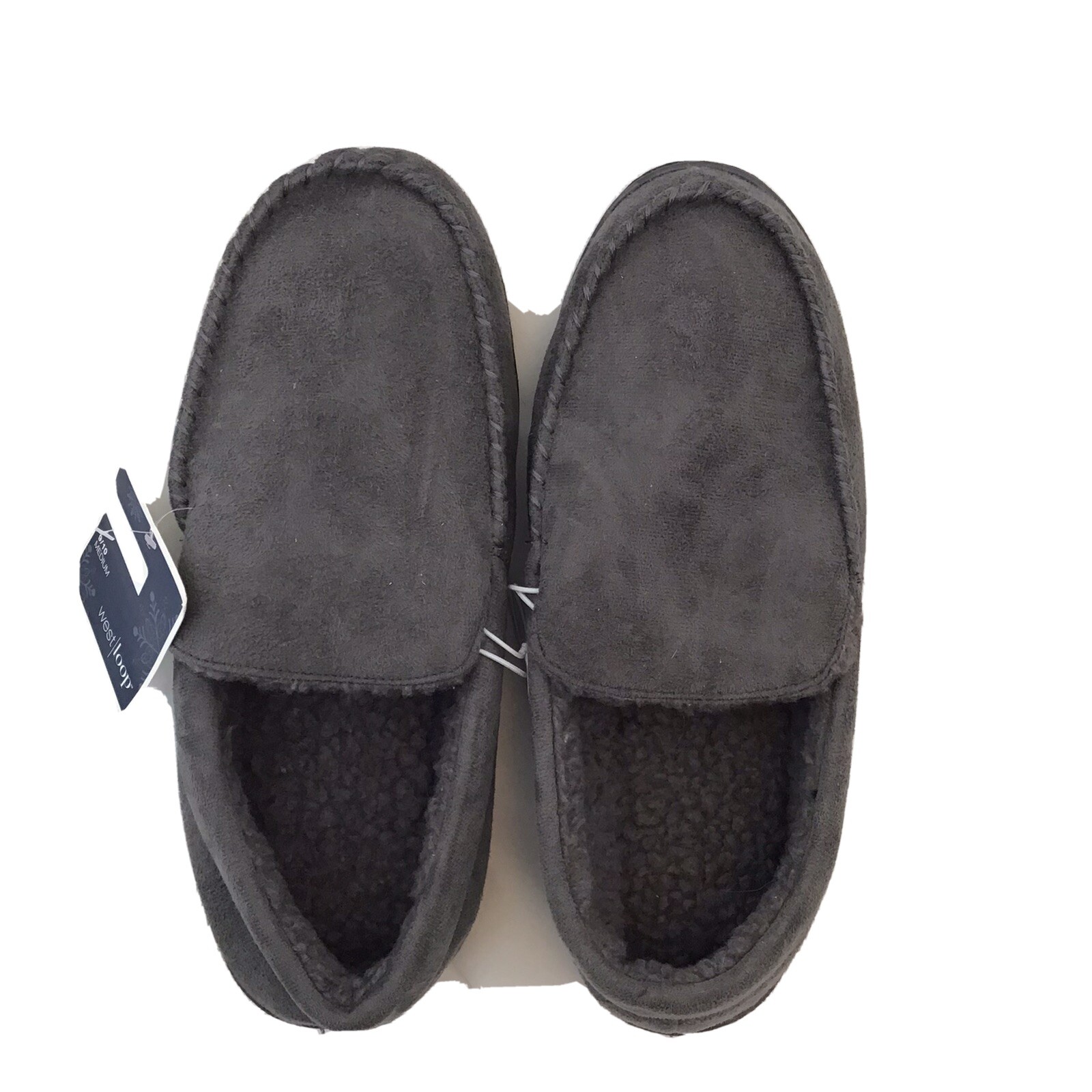 West Loop Microfiber Loafer Slippers Gray NWT Men's Sz M (9-10)