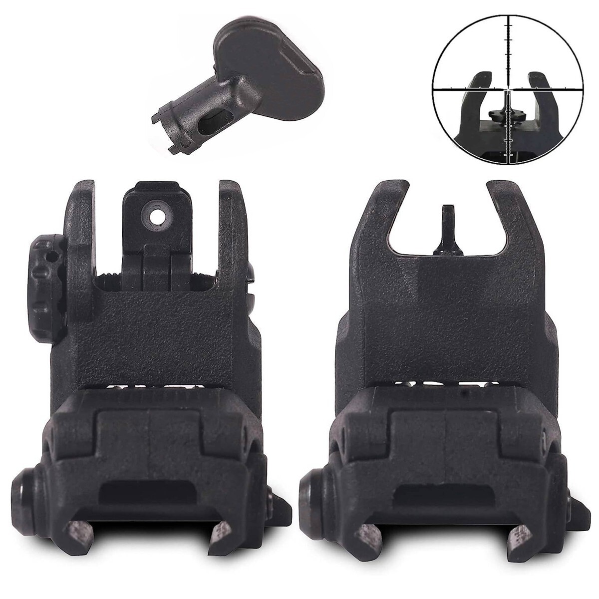 Gen II Flip Up Sights Front & Rear Polymer 20mm Picatinny Mount Black -US STOCK
