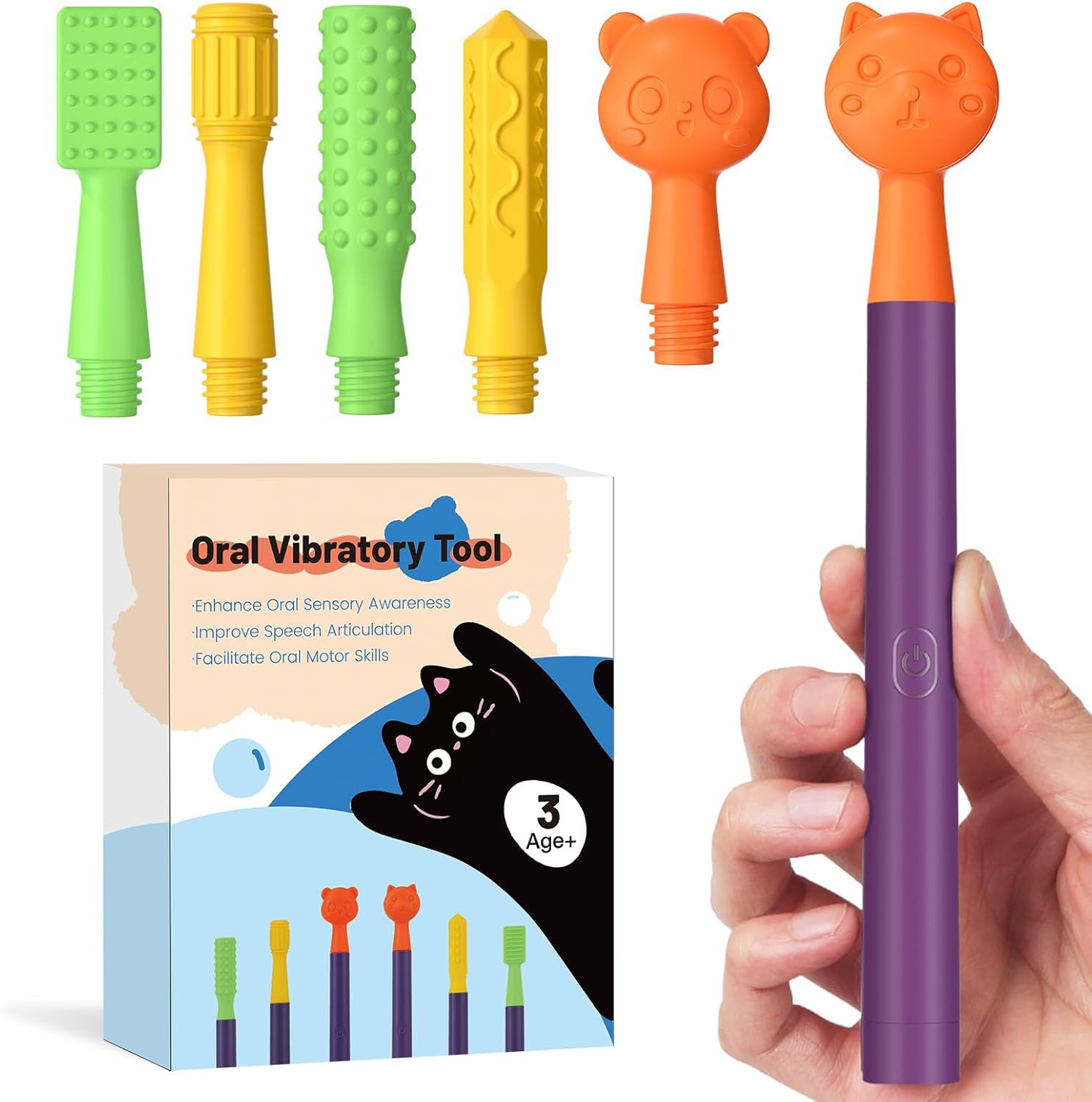 Oral Sensory Stimulation Kit with 6 Soft Textured Heads for Speech Therapy & Fee
