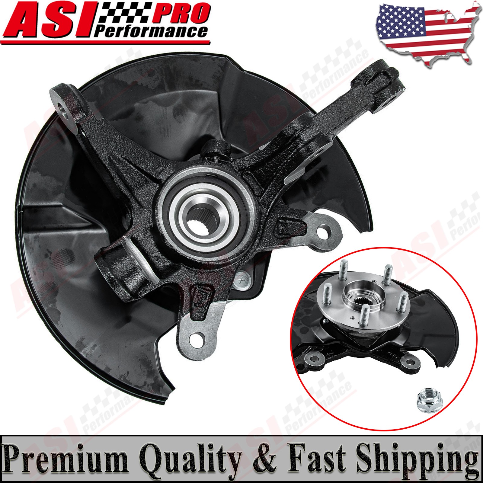 Front Left Steering Knuckle& Wheel Bearing Hub For 2006-2011 Honda Civic NEW