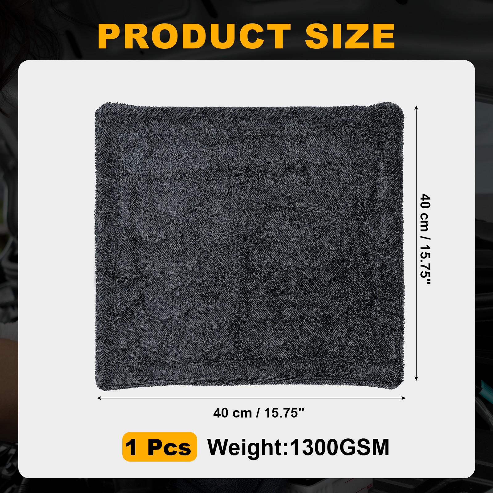 16x16" 2 Layer Grey (1300GSM) Car Towels