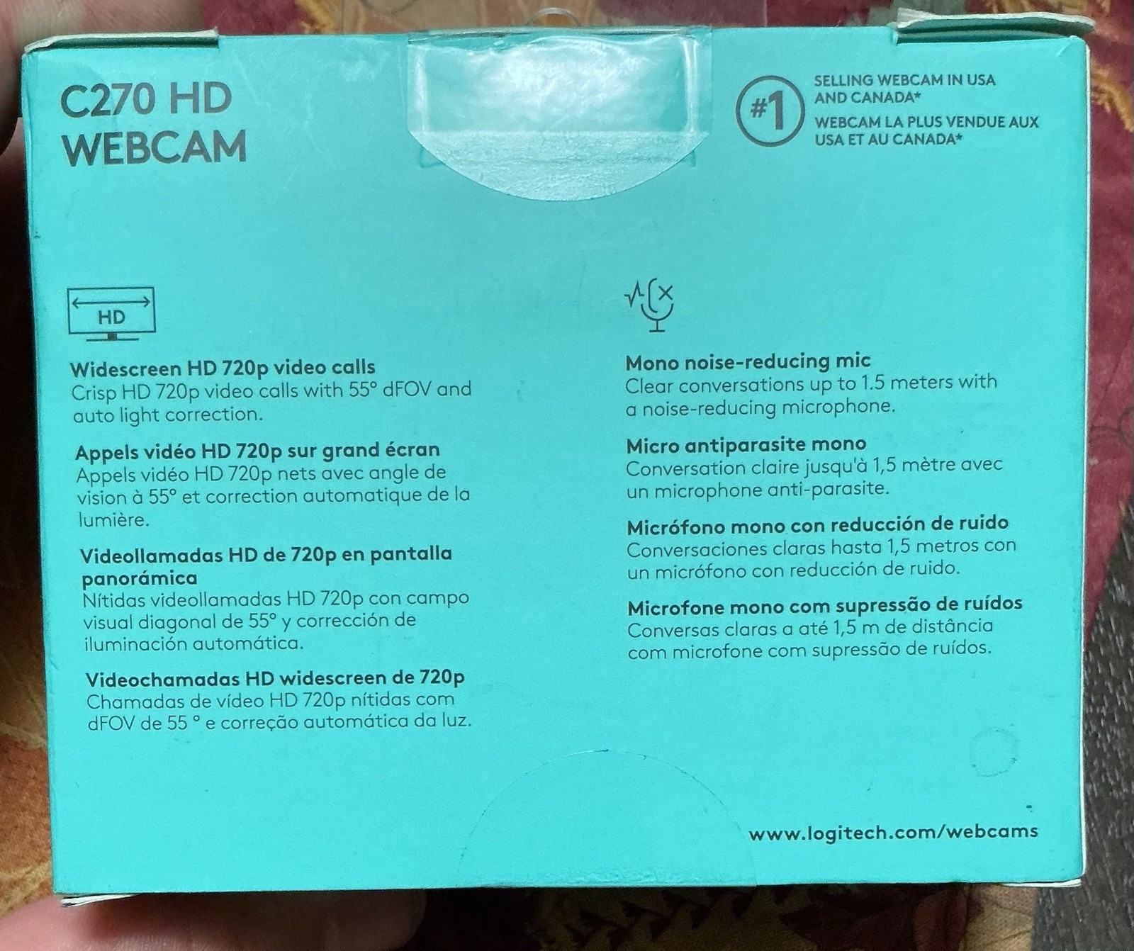 Logitech C270 HD Webcam Video Calls High Definition 720p Built-In Mic