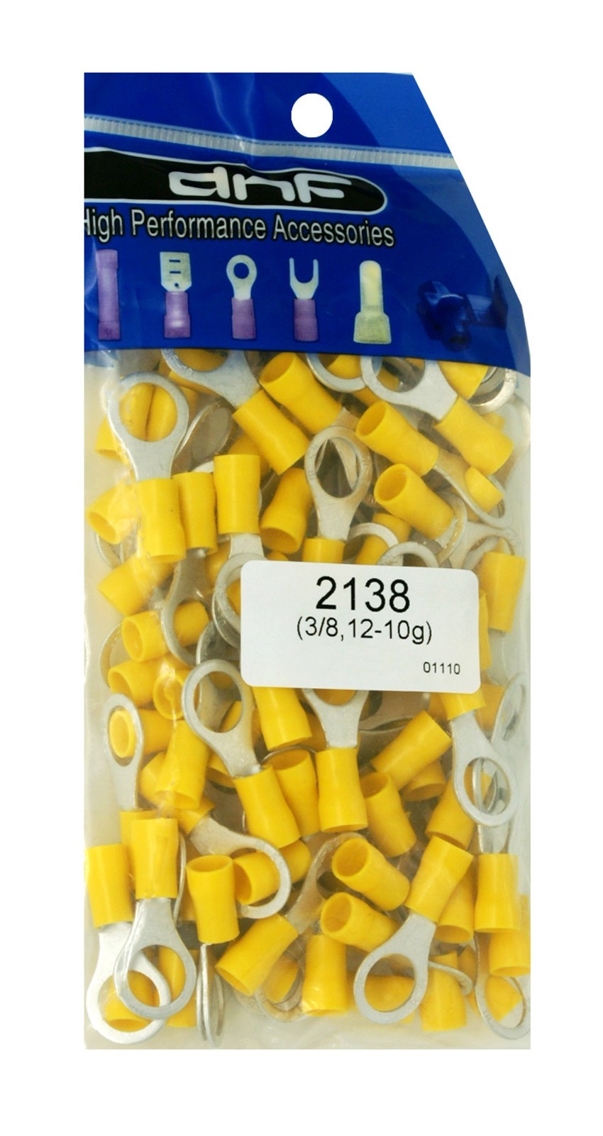 100 PACK 12 - 10 AWG VINYL RING TERMINALS 3/8" STUD COPPER ELECTRICAL CONNECTORS