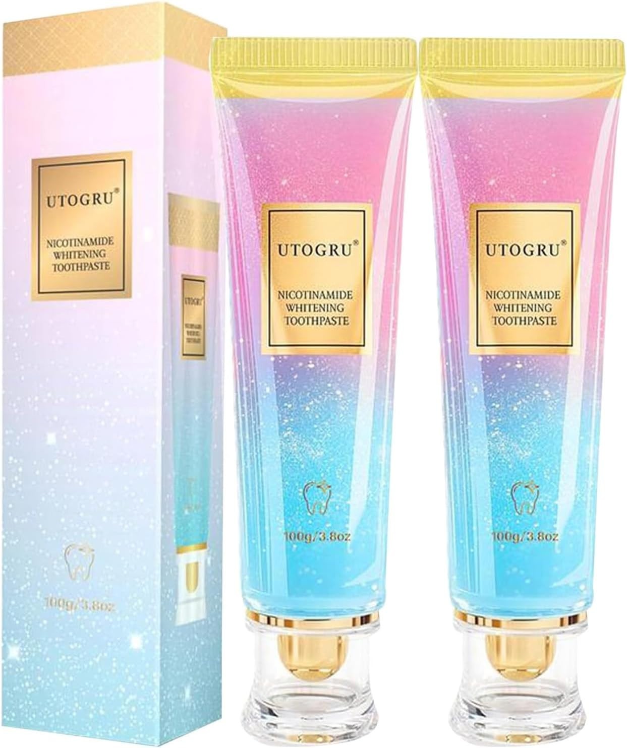 2PK UTOGRU Niacinamide Whitening Toothpaste for Radiant White Teeth Care