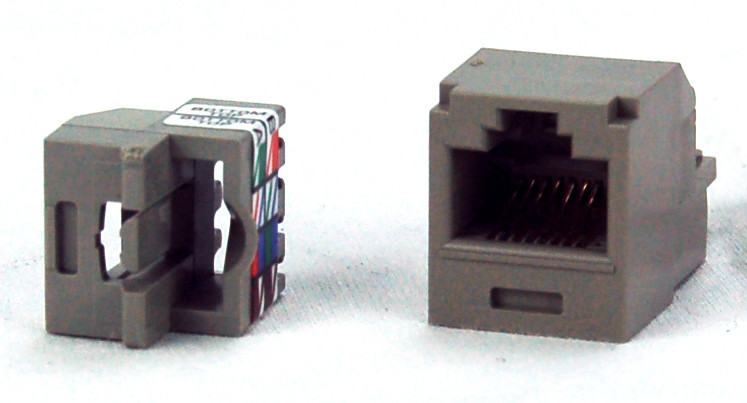 LOT OF 5- Modular Jack, IDC-Press-Fit, 8-Wire RJ45, Cat 5, Gry CJ588TIG 10012083