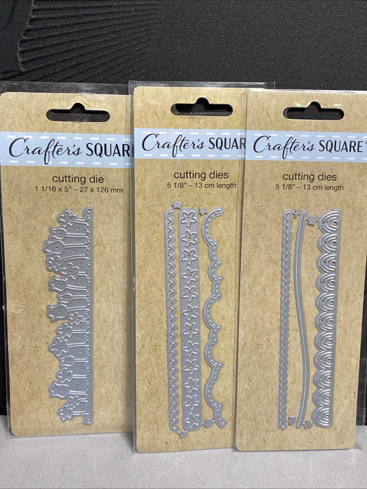 Crafter's Square Floral/Rainbow Art Border - Cutting Die Lot Of 3 Varieties