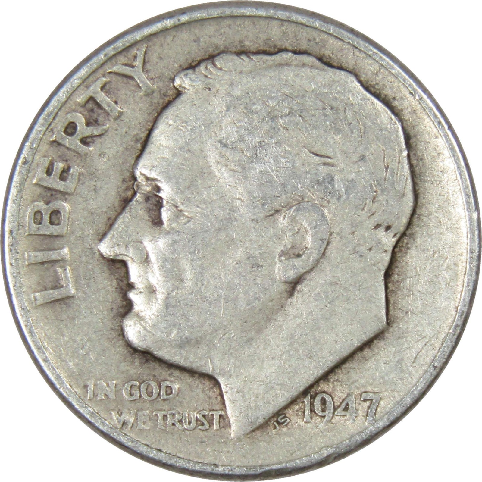 1947 D Roosevelt Dime Circulated Silver 10c Coin Collectible