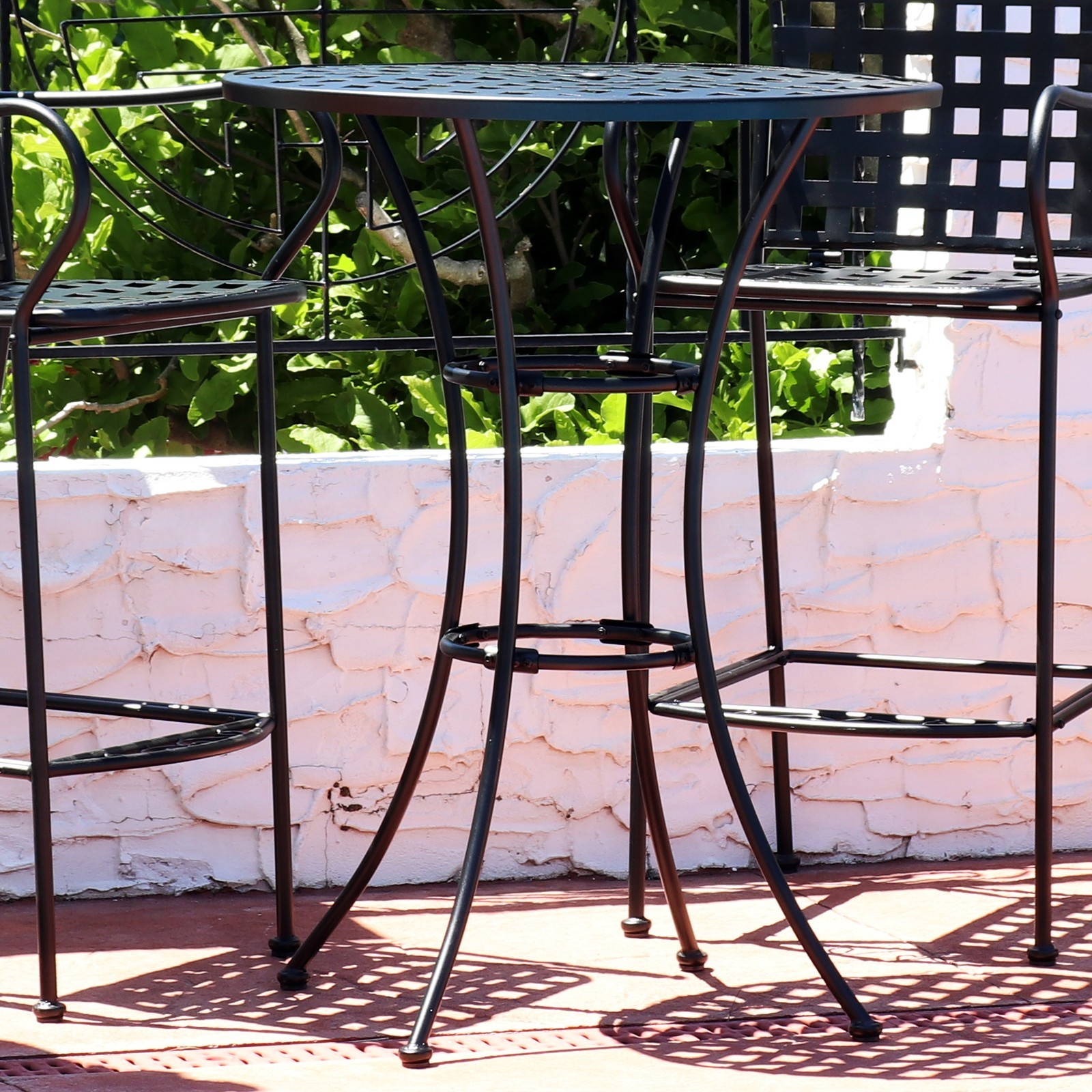 30" Elegant Wrought Iron Round Patio Bar-Height Table Black By Sunnydaze