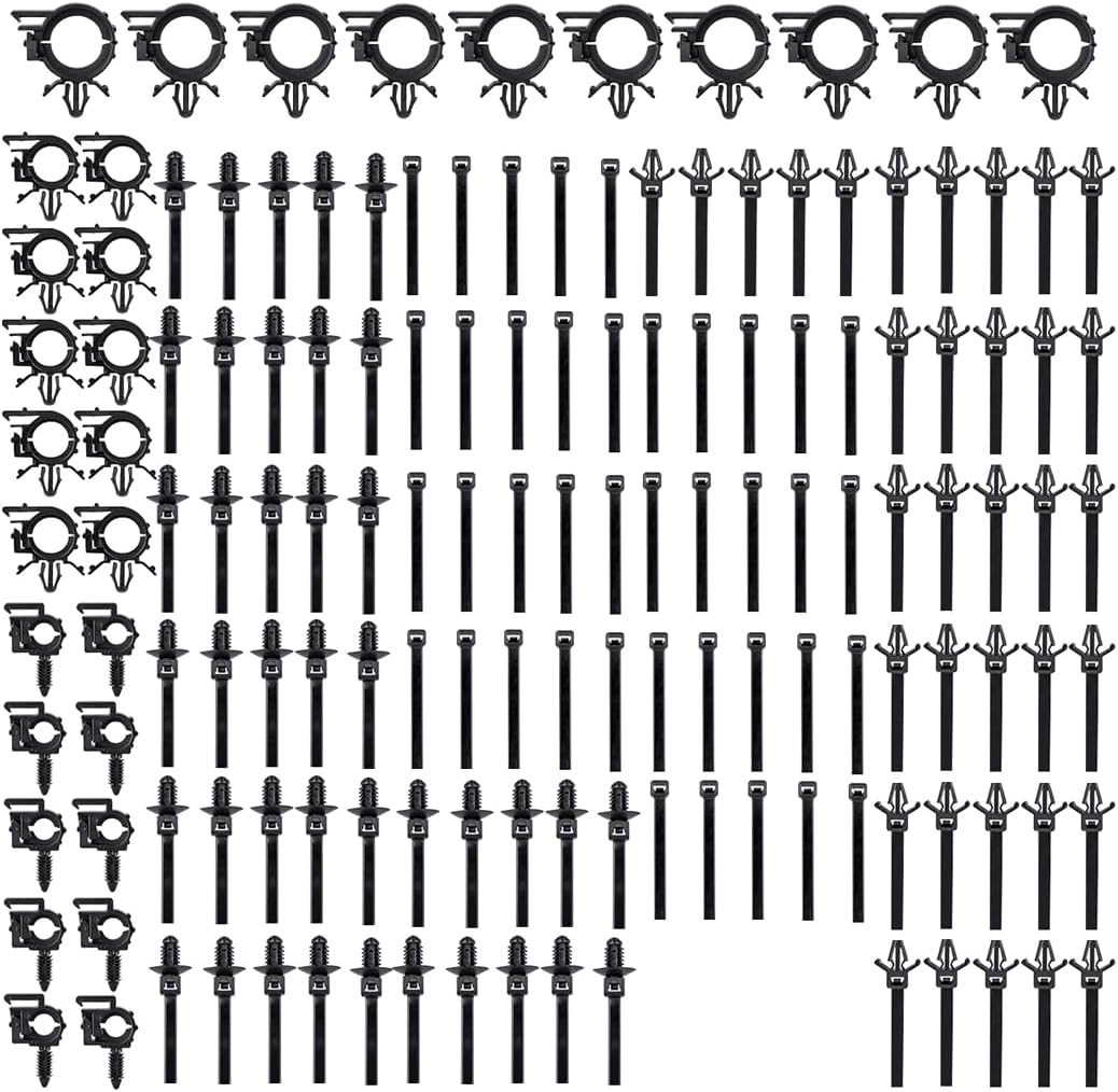 150 Pcs Car Wire Loom Routing Clips, Push Mount Cable Zip Tie, Auto Push Retain