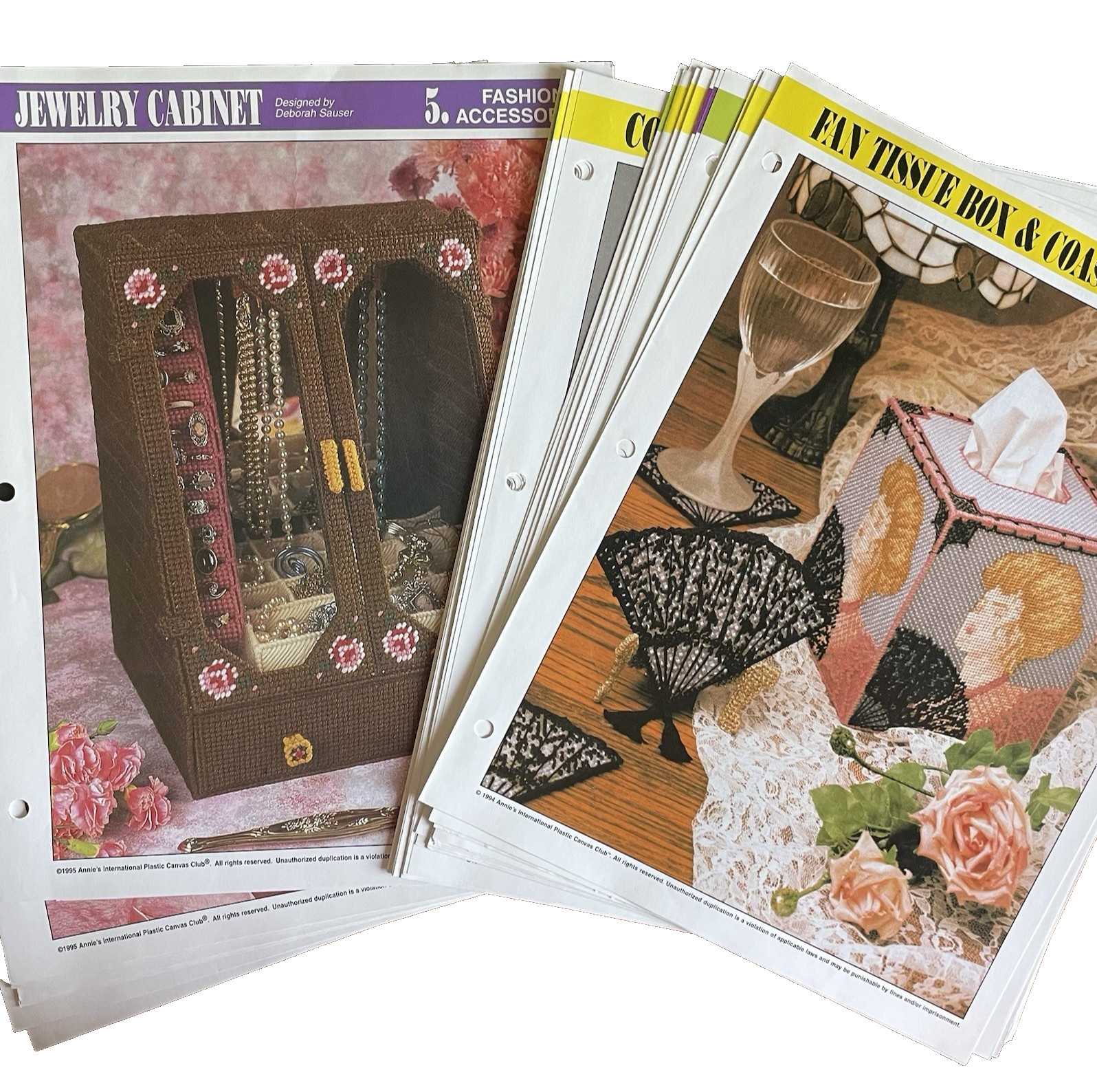 Lot of 30 Annie's International Club Plastic Canvas Leaflets Needlepoint Decor