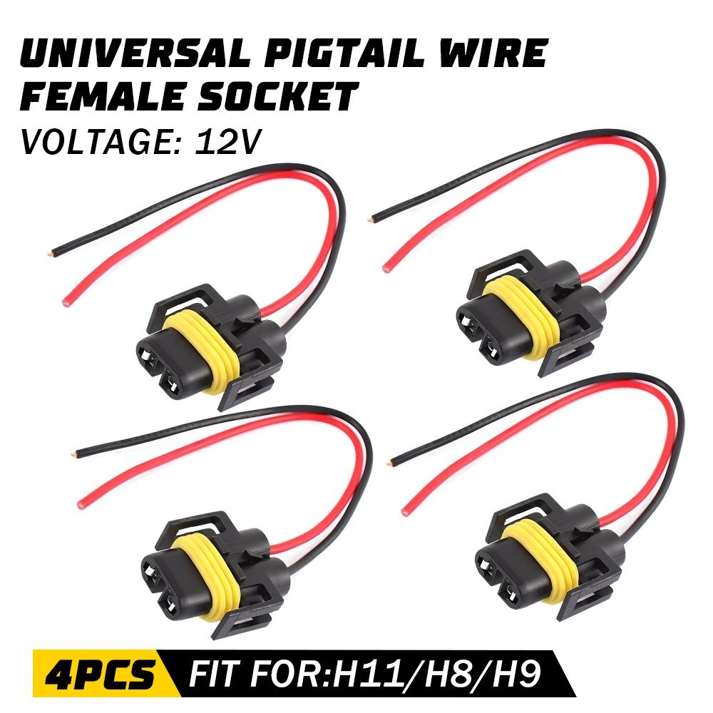 Two Harness Wire Pigtail Female S H11 Headlight Fog Light Connector Plug Socket